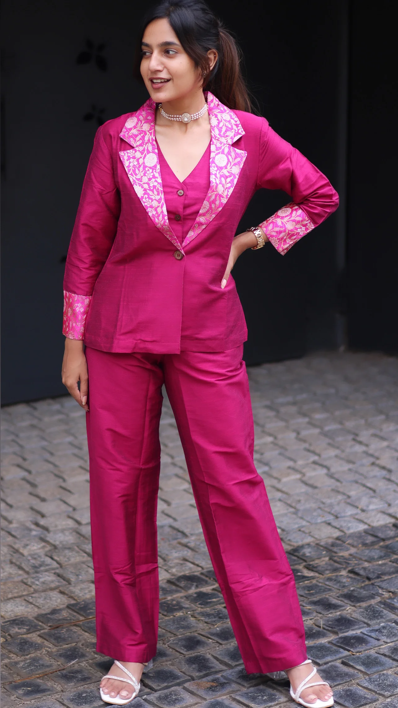 Brocade Silk 3Pc Suit - 2 Colors - Image 4