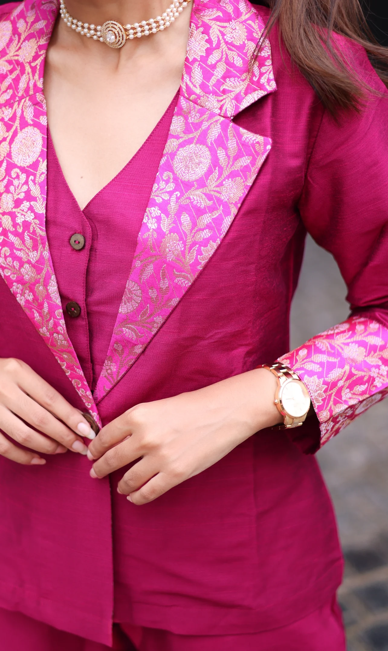 Brocade Silk 3Pc Suit - 2 Colors - Image 5